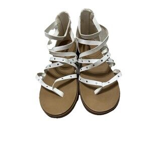 Makalu California Jazmin White Women's  Sandals Size 10, New W/  Tag Studded